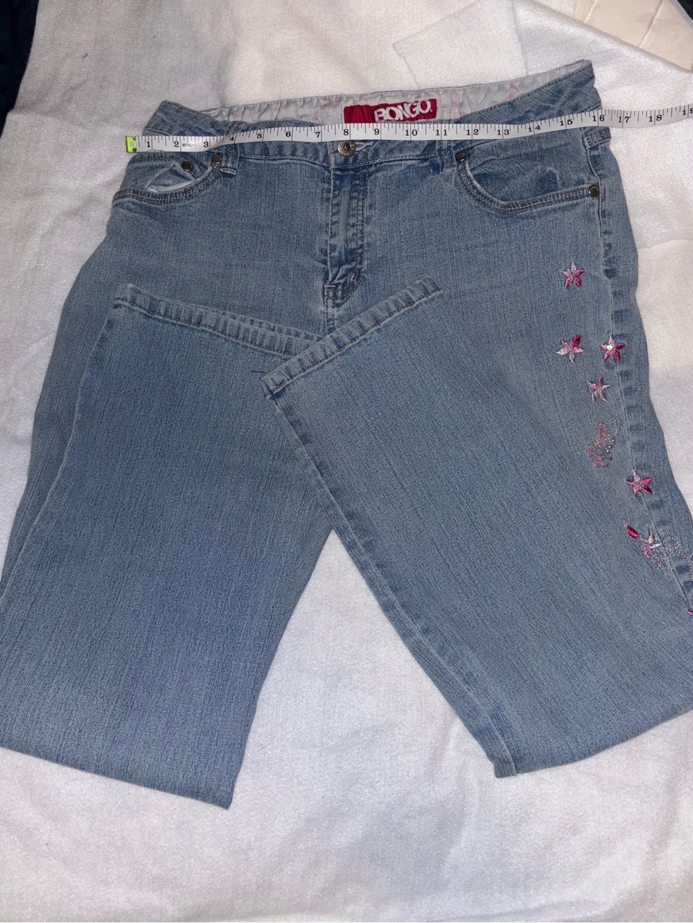 BONGO Women's Light Blue Embroidered Jeans